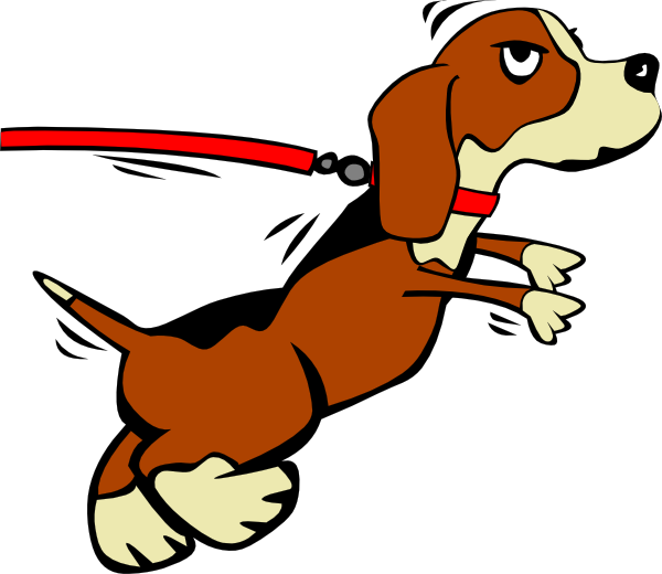 Dog On Leash Cartoon clip art