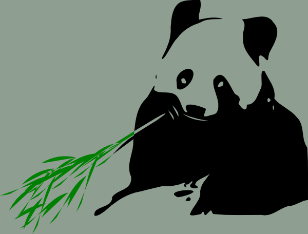 Panda Bear Eating Bamboo clip art