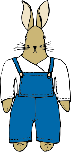 Bunny In Overalls Front View clip art