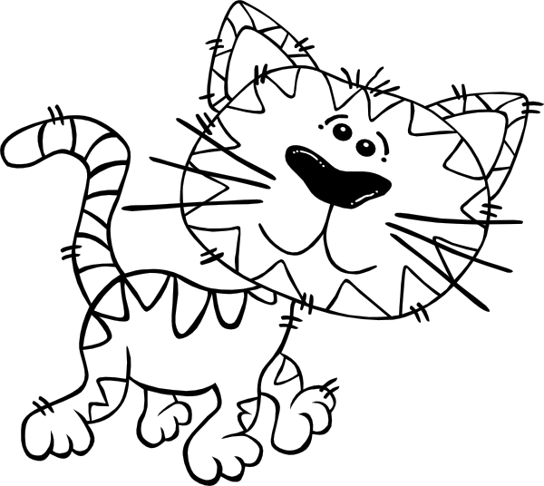 Cartoon Cat Walking Outline clip art