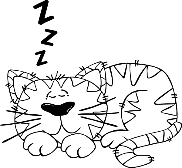 Cartoon Cat Sleeping Outline clip art