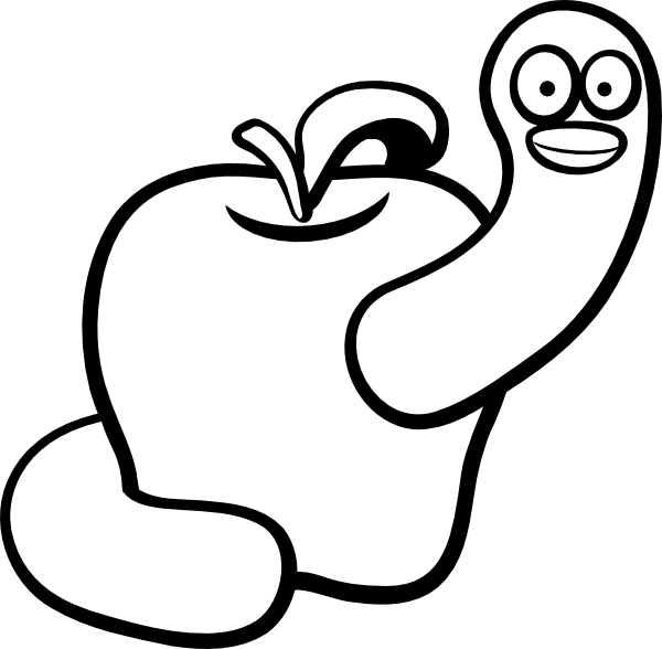 Lineart-apple-worm clip art