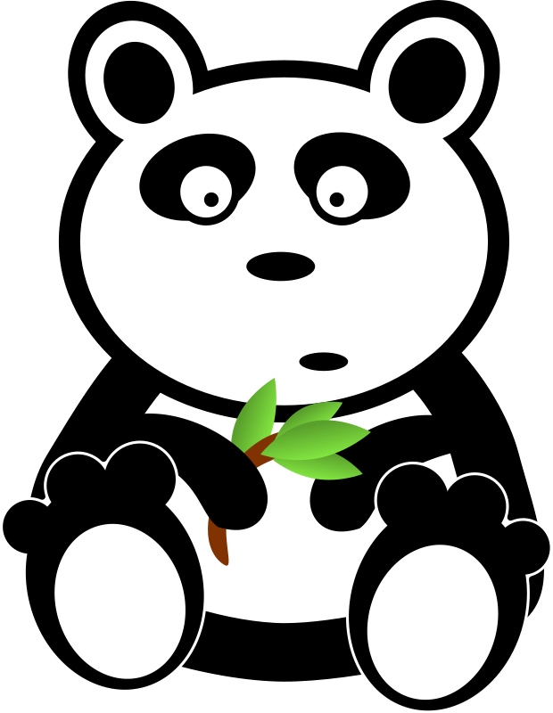 Panda with bamboo leaves