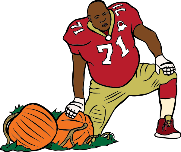 Football Player With Pumpkin clip art