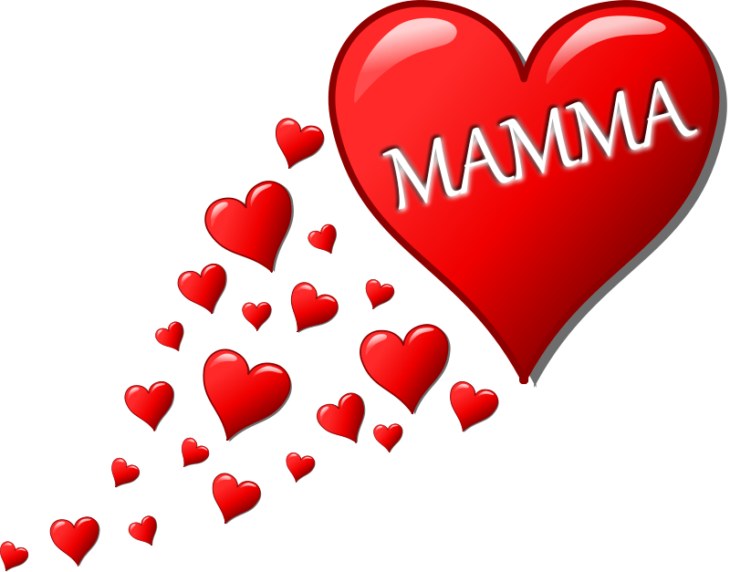 Cuore per la festa della mamma con una scia di cuoricini