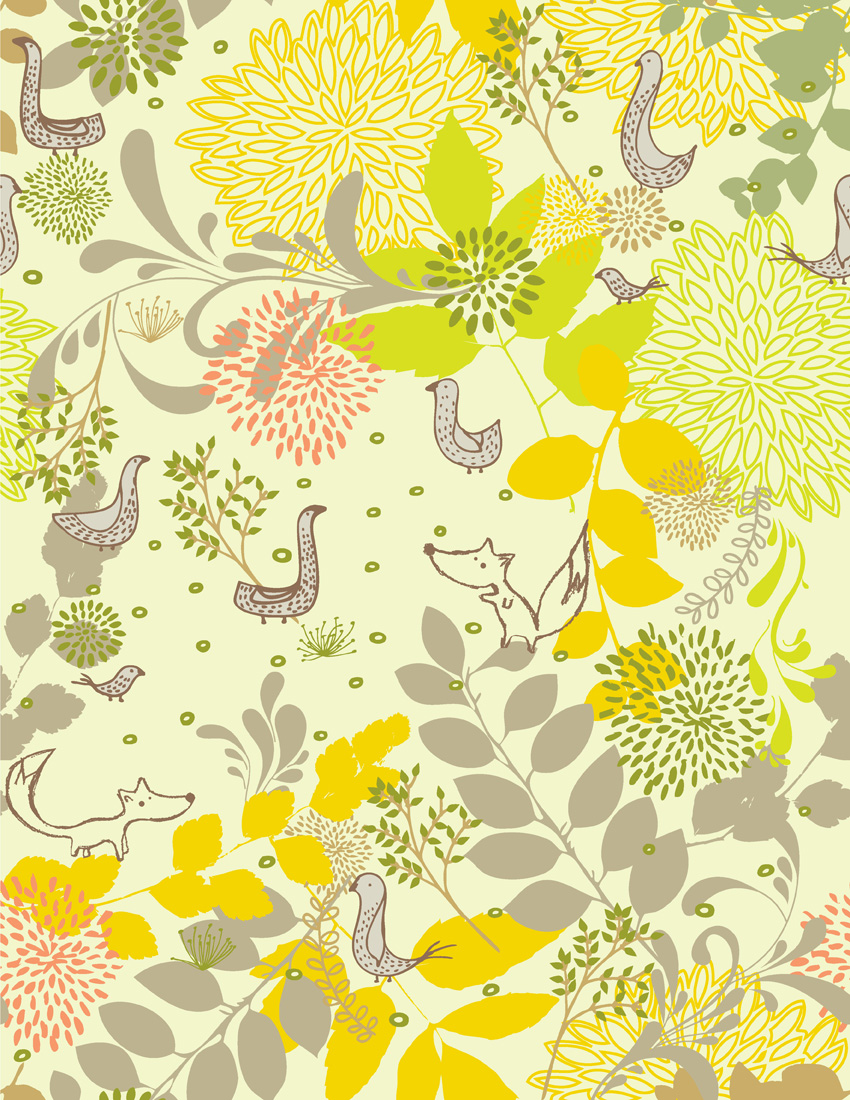 Plant colorful animal silhouettes vector