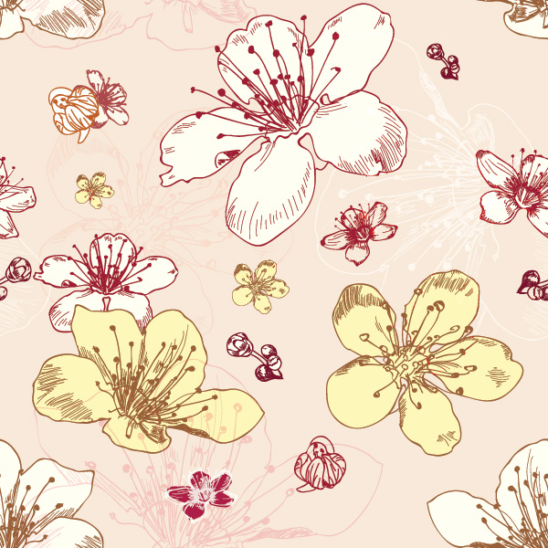 Seamless Flower Pattern Vector Graphic