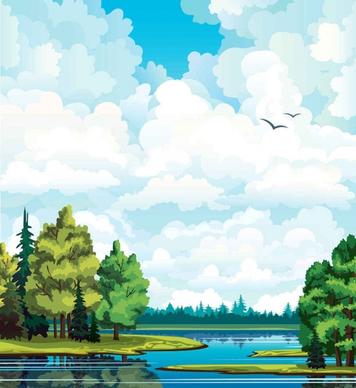 Cartoon Landscapes Vector Background