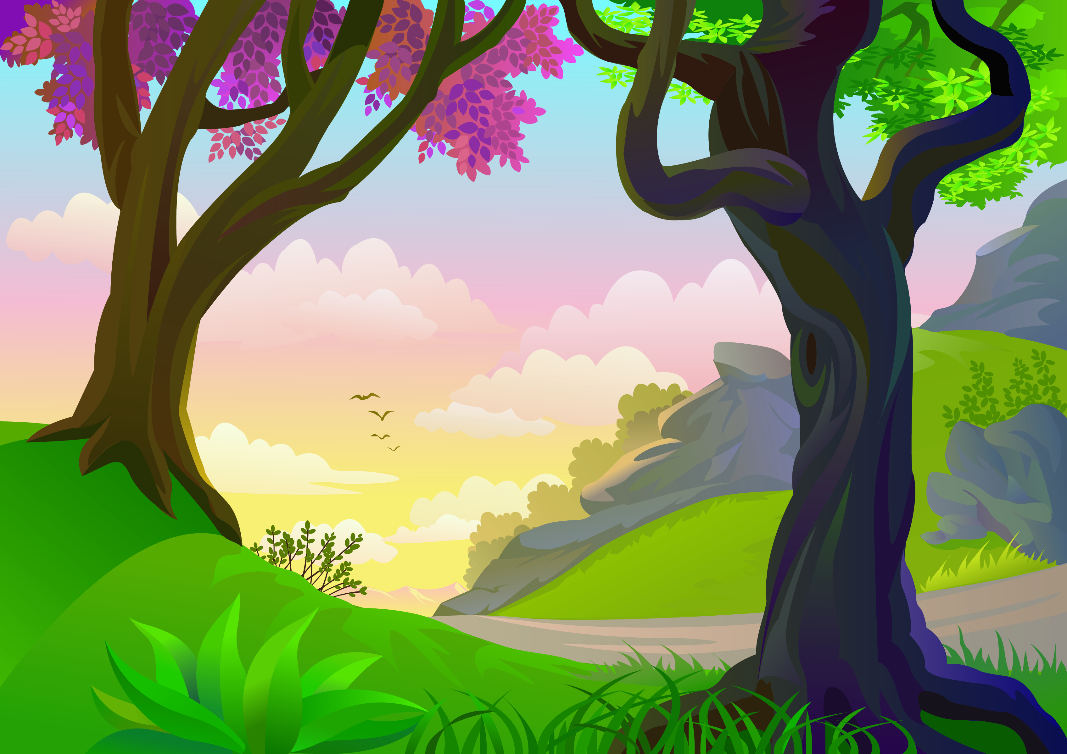 Cartoon natural landscape vector