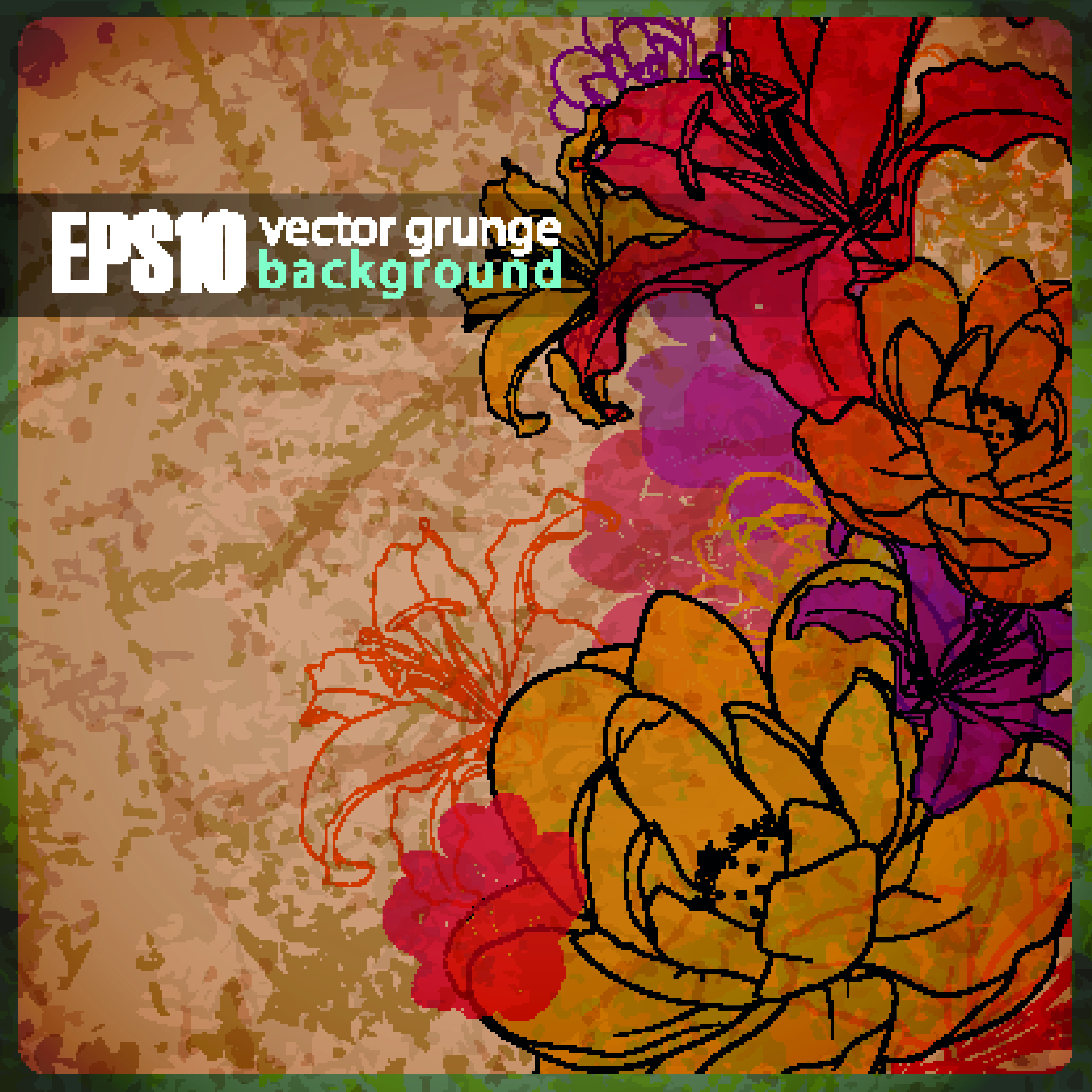 Retro flowers vector  background001