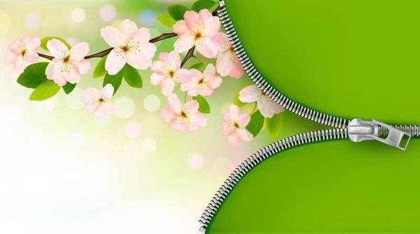 Green pink flower background