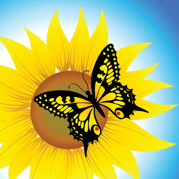 Sunflower Background Vector Graphics