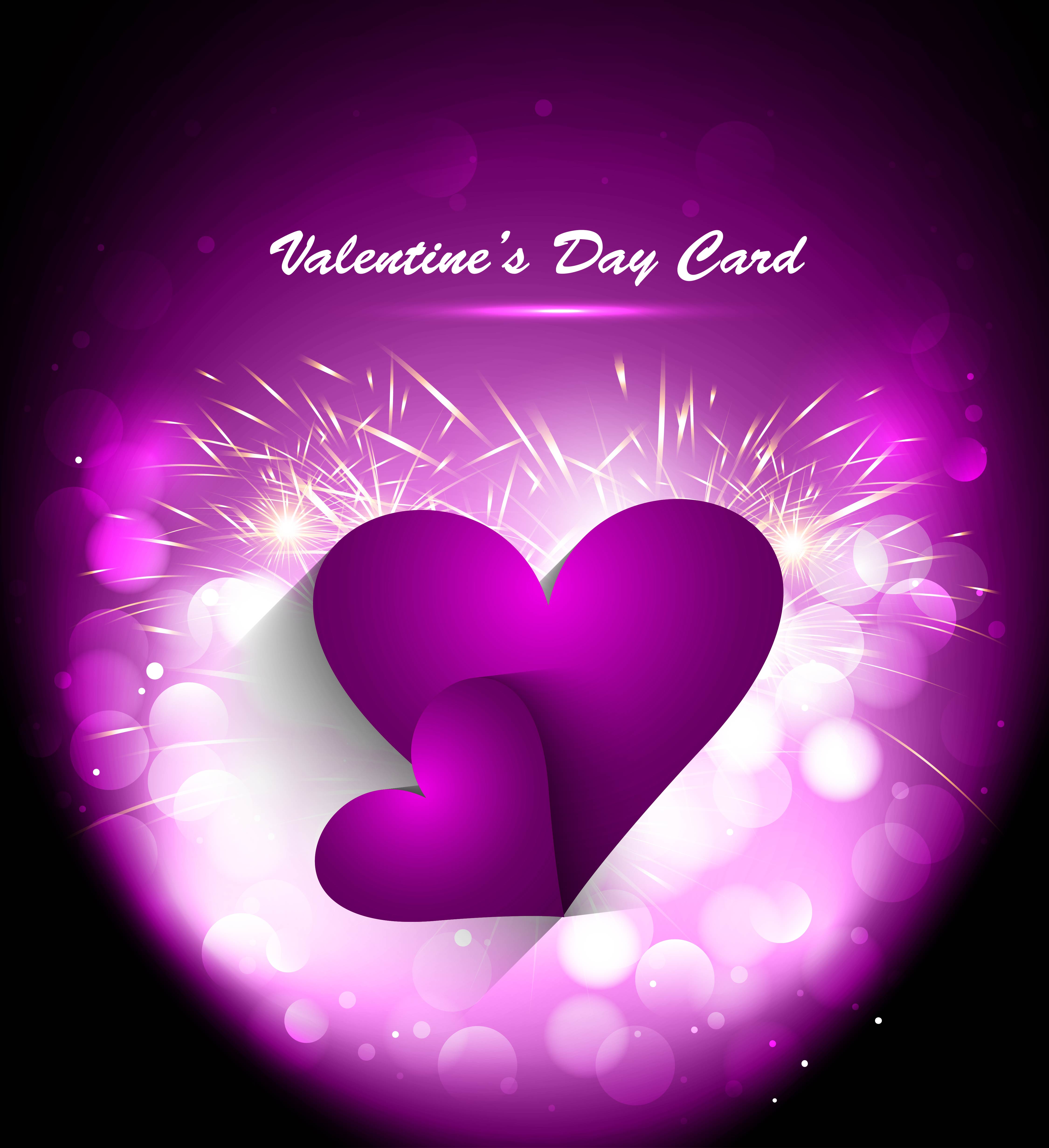 Purple Valentines Day greeting card