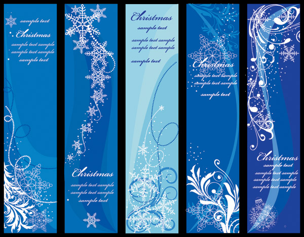 Blue Christmas vector banners background