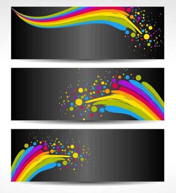 Colorful Banners with Black Background