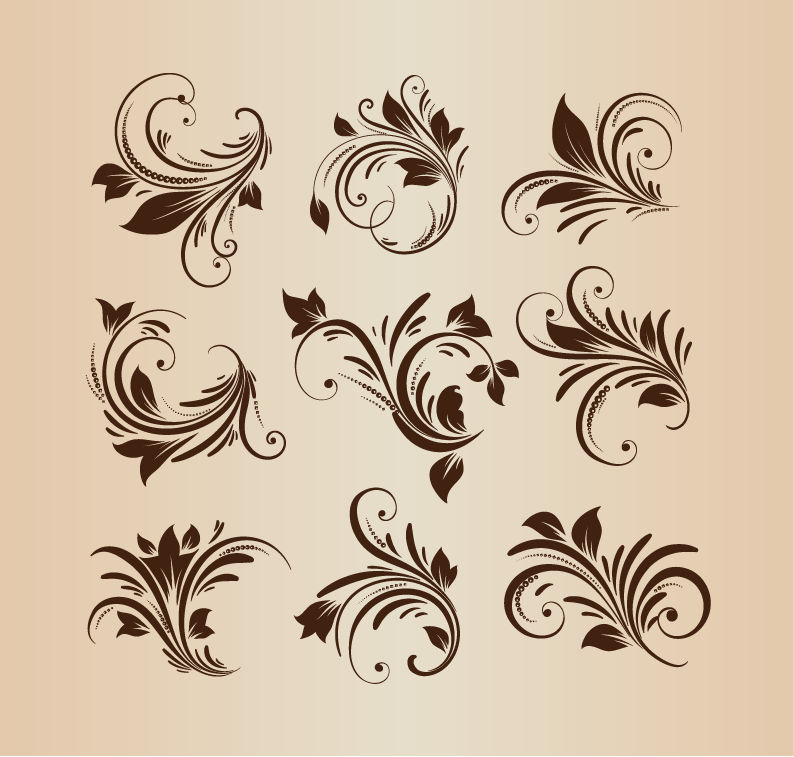 Vector Set Floral Design Elements