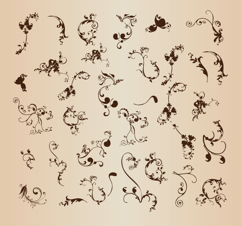 Vector Set of Floral Ornament Pattern