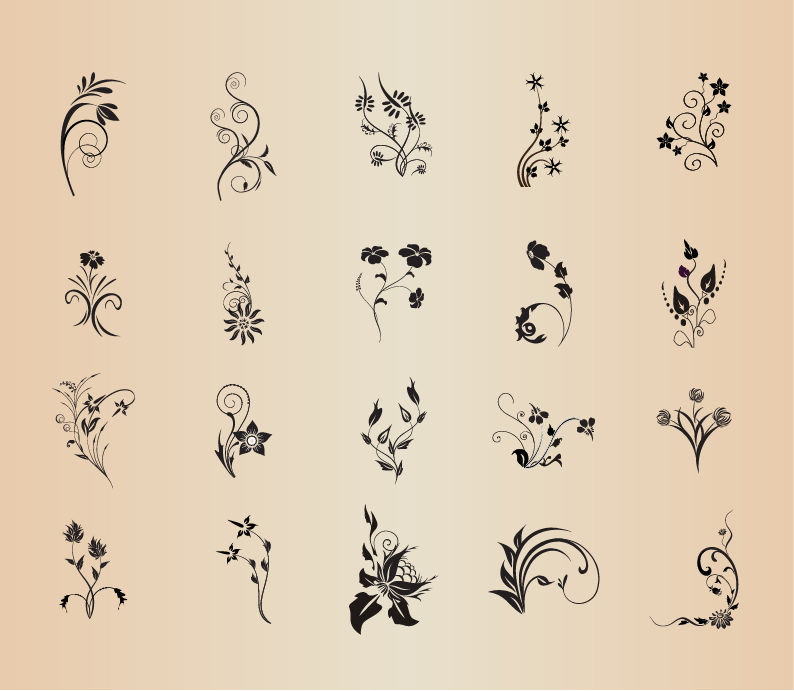 Floral Element Set Vector Garaphic