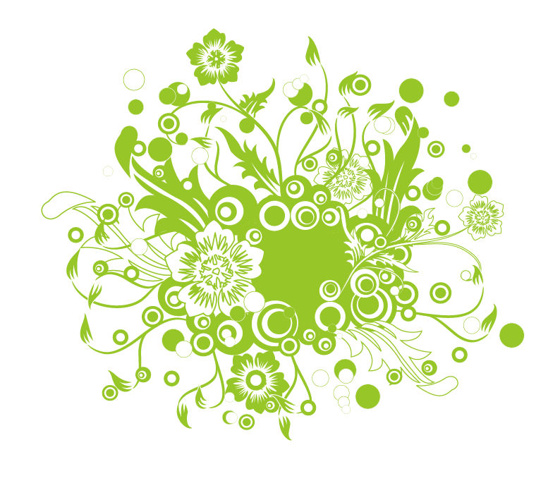 Green Floral Vector Illustration Art