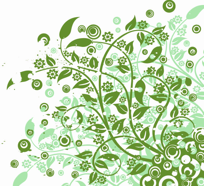 Abstract Green Floral Vector Graphic Art