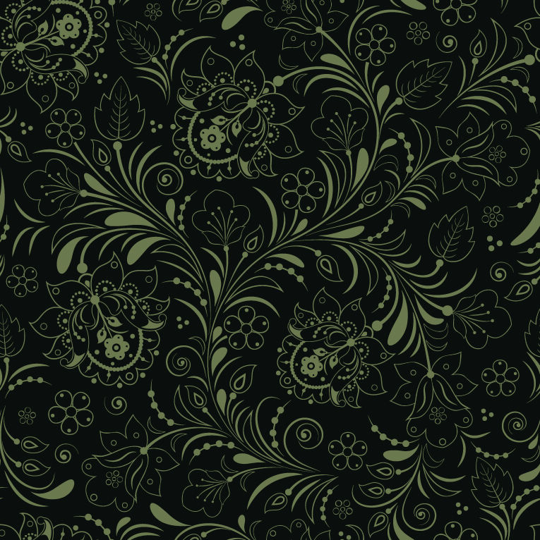 Seamless Floral Background Dark Green