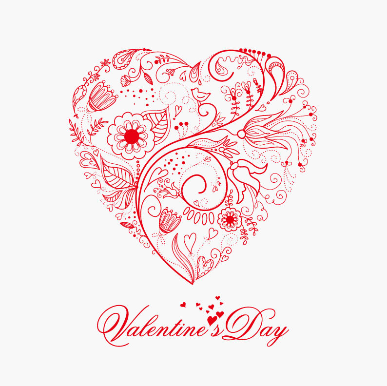 Beautiful Greeting Floral Heart Vector Illustration