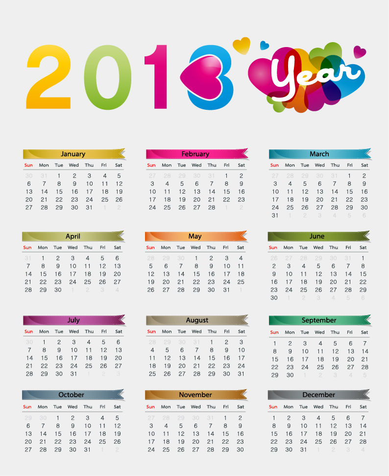 Colorful 2013 Calendar Vector Illustration