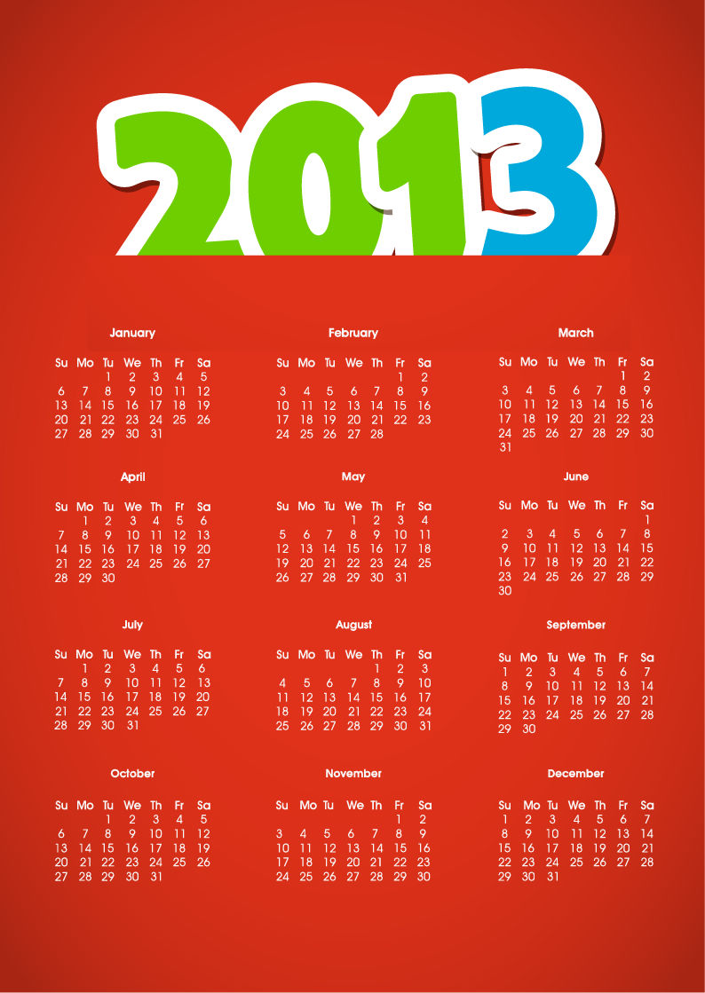 2013 Calendar Vector