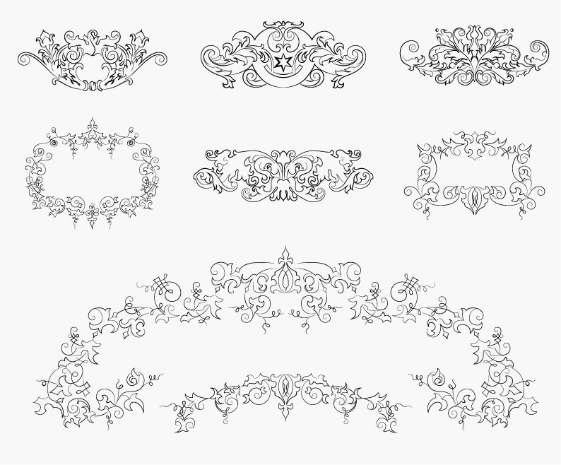 Vintage Floral Design Elements Vector Set