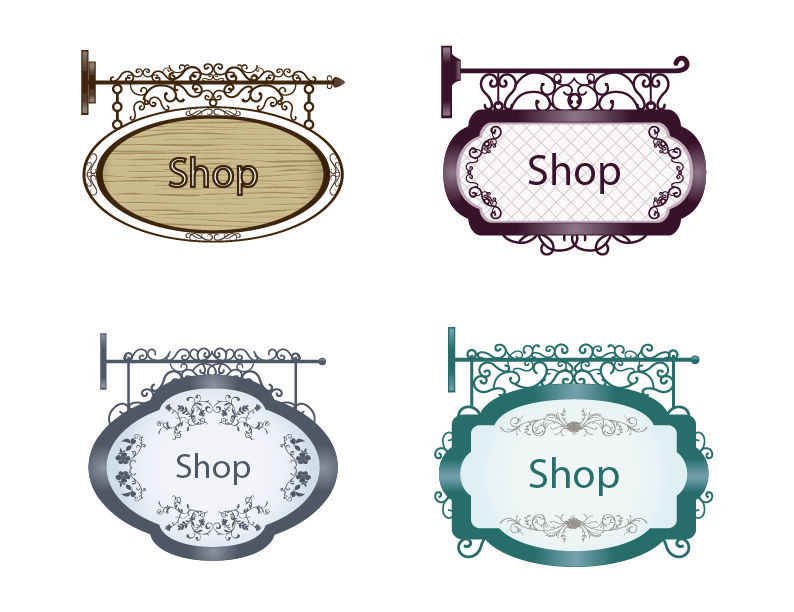 Vintage Signboard Vector Set 1