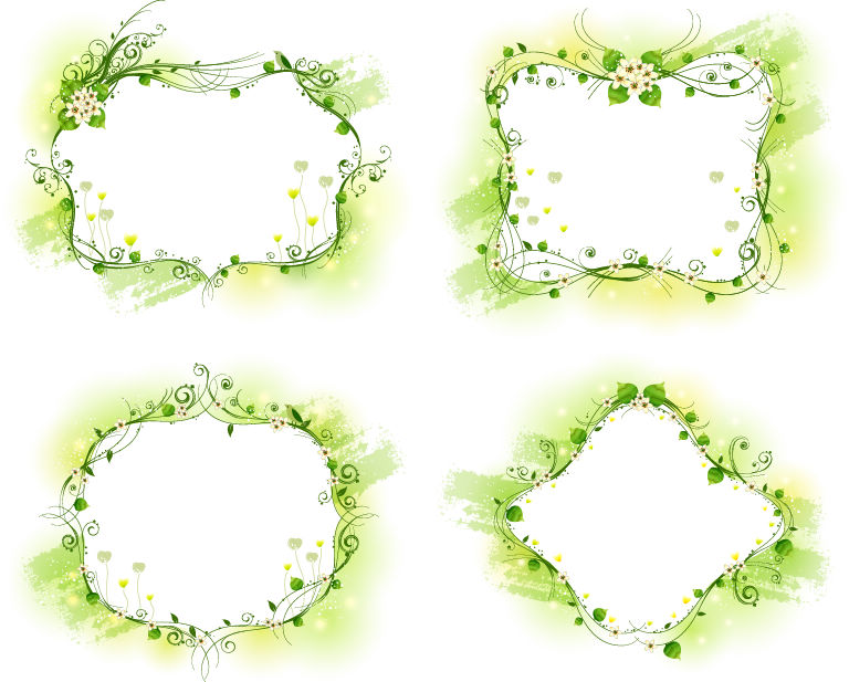 Beautiful Floral Frame Vector Set