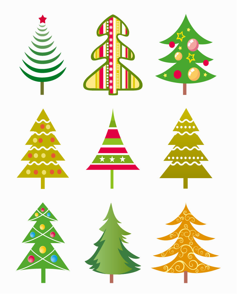 Christmas Tree Vector Illustration Set