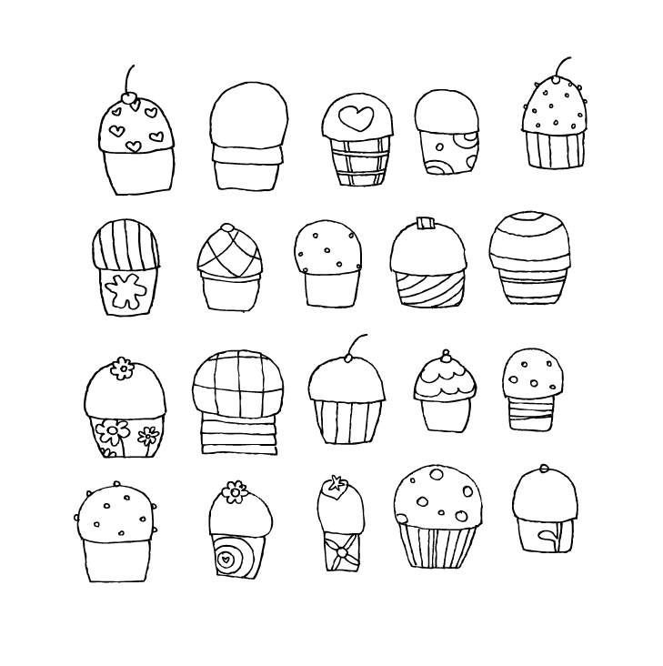 Freehand Vector Cupcakes 