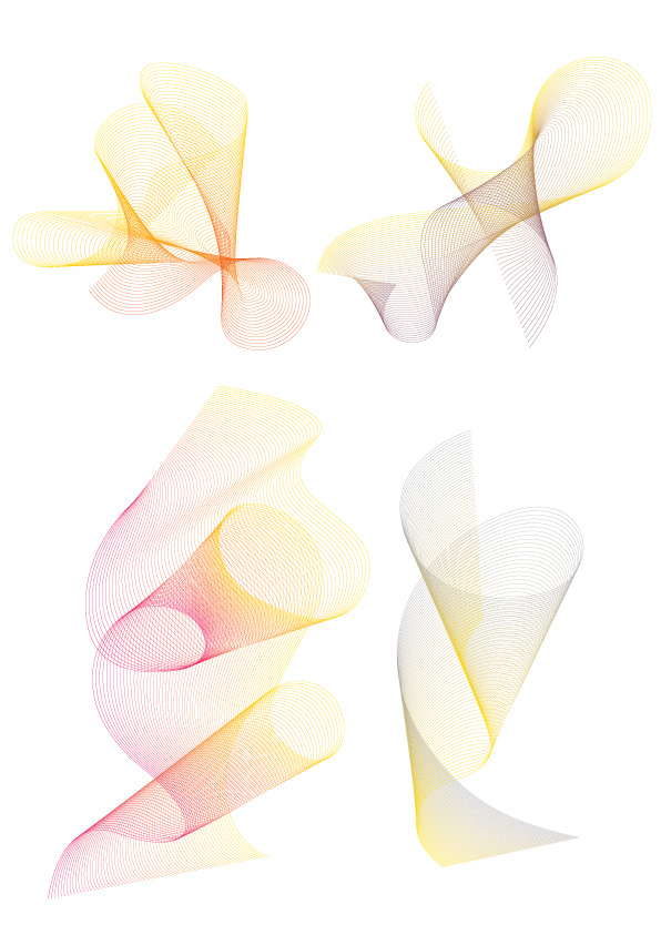 Fine Line Silk Swirls Vector