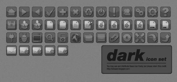 Dark Vector Icon Set