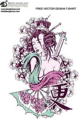 Free vector geisha t-shirt design