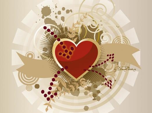 Heart Banner Vector Graphics