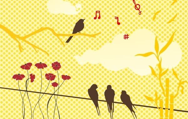 New free vector set: birds & flowers