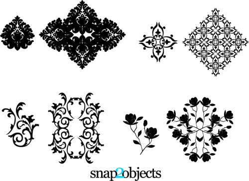 Four Vector Floral Ornaments