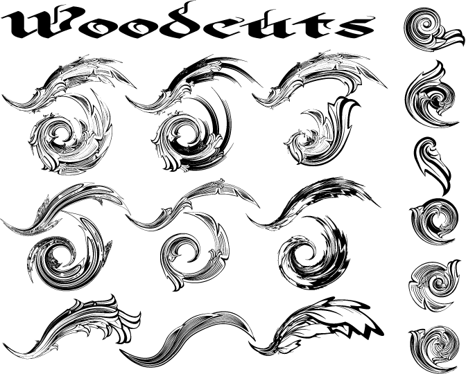 Woodcuts free vector