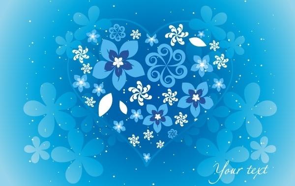 Blue Floral Heart