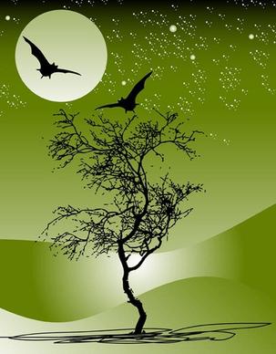 Nature night scene free vector