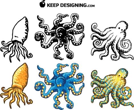 Octopus Design Vectors- Free