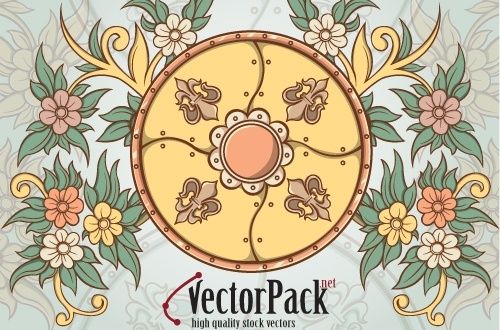 Shield and Floral Vector Element