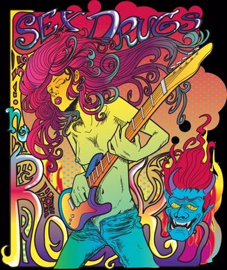 Psychedelic Rock Star Poster Vector