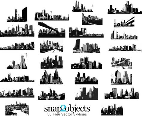 30 Free Vector Skylines: Vector Pack 03