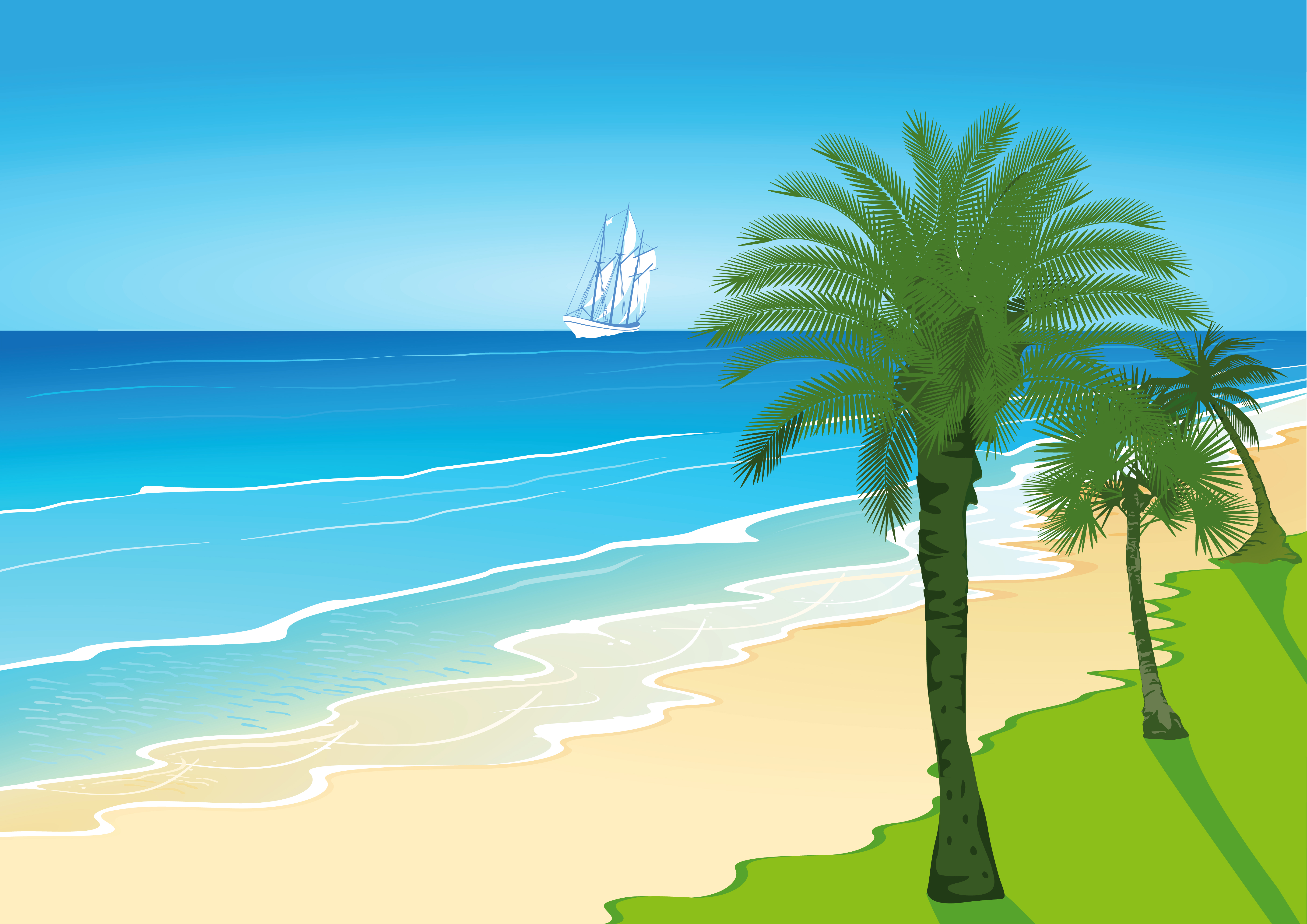 Cartoon seaside scenery