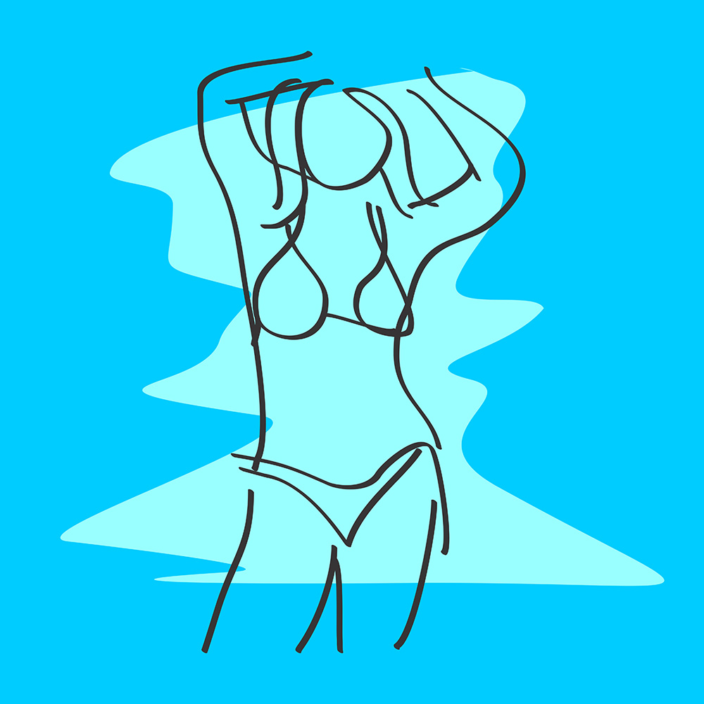 vector outline of sexy woman using a bikini