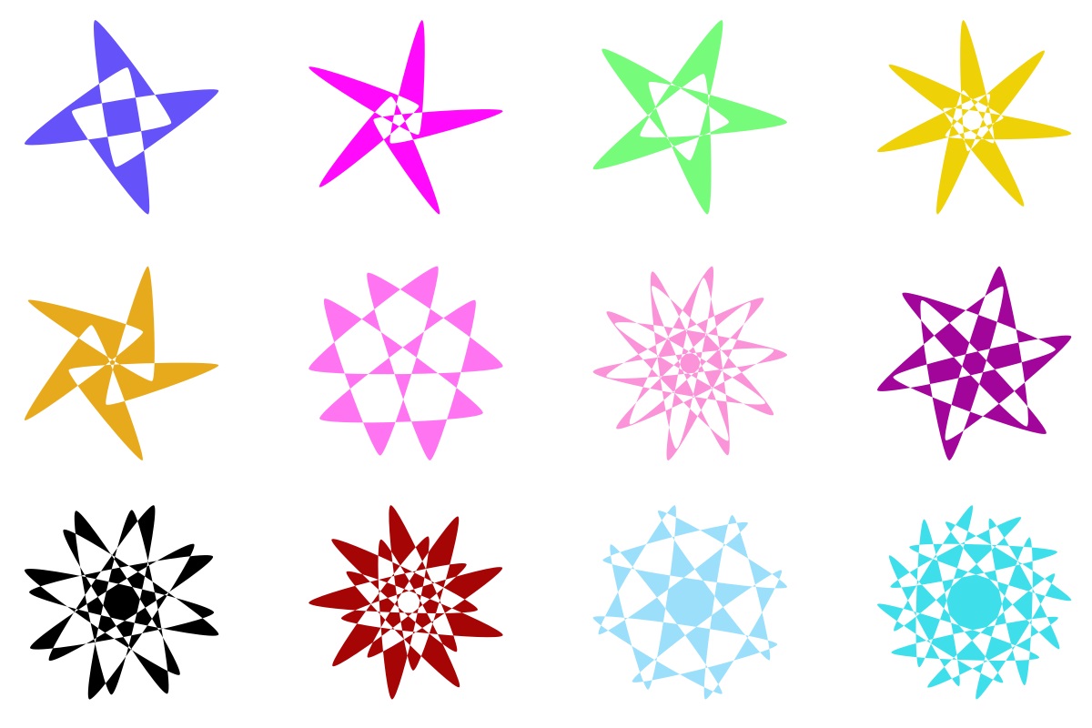 crazy colorful stars snowflakes