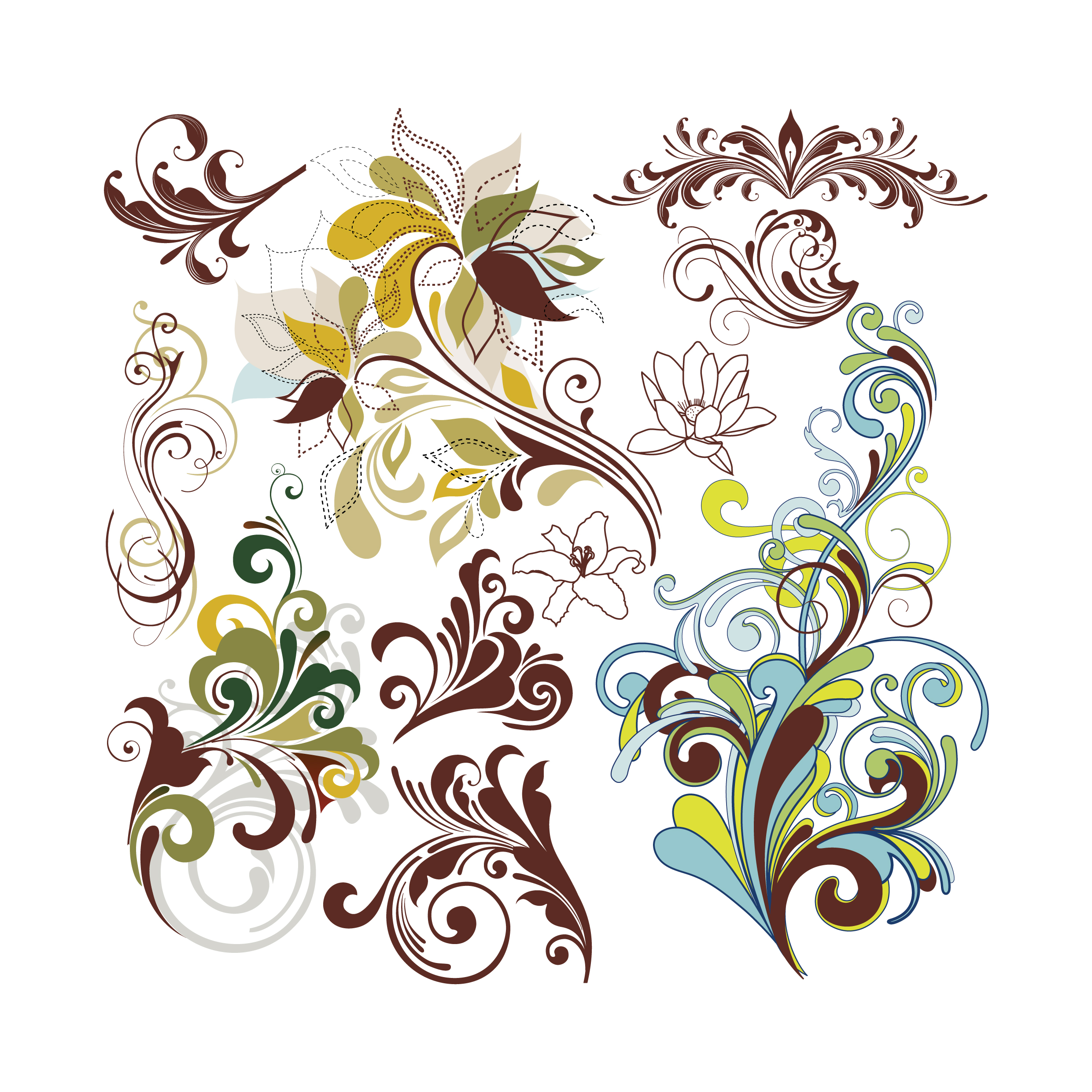 vintage floral design element